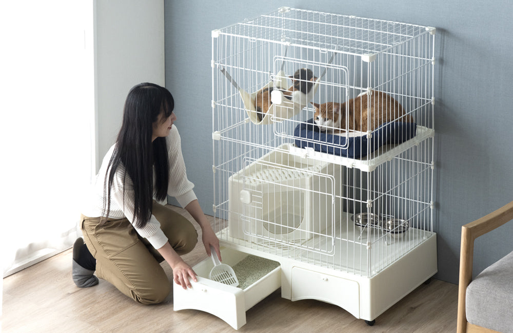 砂が飛び散らないキャットケージを発売