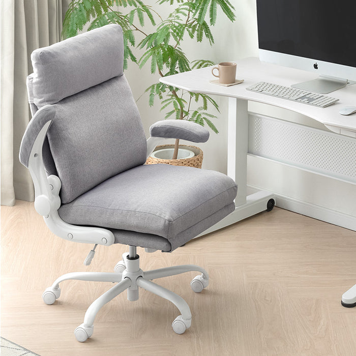 洗えるカバーリング デスクチェア 跳ね上げ式 アームレスト在宅ワーク テレワーク キャスター付き 肘掛け 北欧 かわいい おしゃれ〔31500050〕