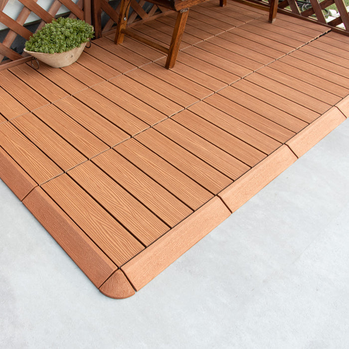 2.4平米用 30×30cm 人工木 ウッドパネル 27枚セット エンドパーツ ジョイント式 天然木粉〔42300015〕