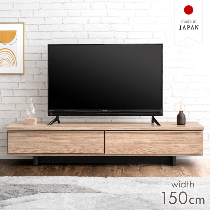 幅150cm 石目調 国産 完成品 テレビ台 ロータイプ 【超大型商品】〔24900085〕
