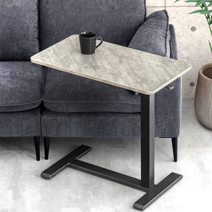 昇降デスク キャスター付き 高さ調整 石目調 無段階昇降 昇降テーブル〔45400150〕