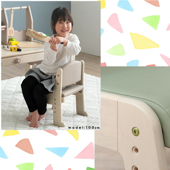 現役ママが考えた キッズチェア 天然木 座面スライド 高さ調節 4段 ロータイプ 木製 リビング学習〔49600314〕