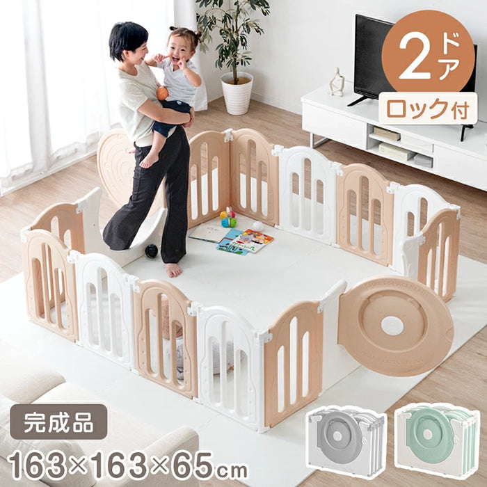 ベビーサークル 折りたたみ 滑り止め付 くまさん扉 2ドア ハイタイプ 子供部屋〔72500005〕