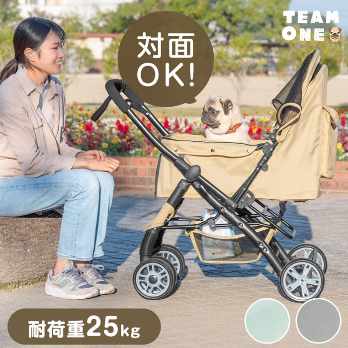 折り畳み わんタッチ ペットカート 対面両用 耐荷重 25kg 座面 洗える 対面式 小型犬 中型犬 ドッグカート〔84100000〕