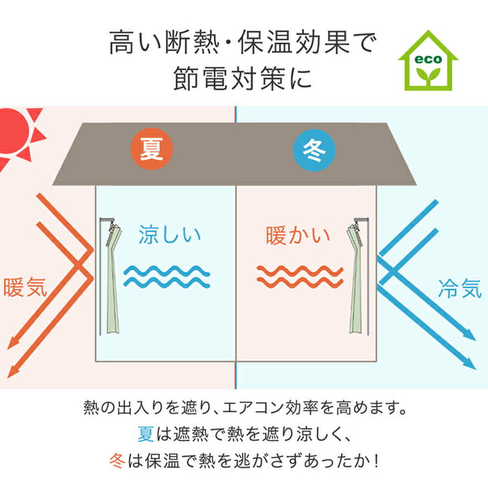 【幅100×丈185cm】遮光カーテン 4枚セット 洗える レースカーテン タッセル付き 遮像 断熱 節電〔86500004〕