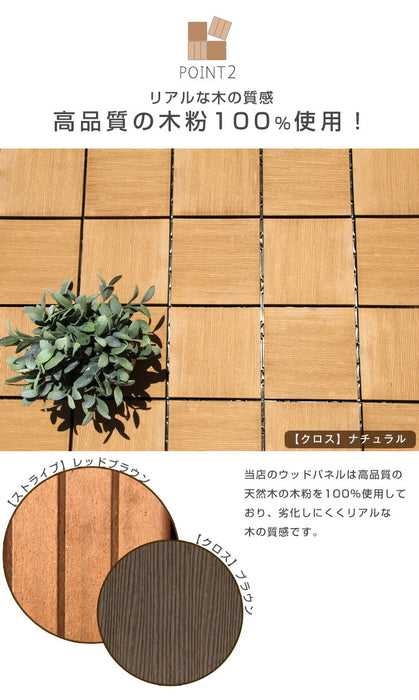 2.4平米用 30×30cm 人工木 ウッドパネル 27枚セット エンドパーツ ジョイント式 天然木粉〔42300015〕