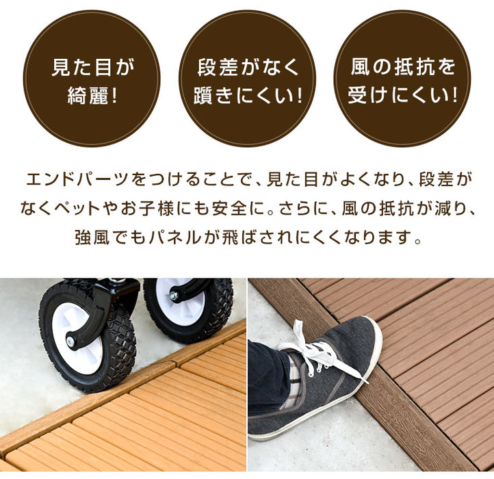 4.8平米用 30×30cm 人工木 ウッドパネル 54枚セット エンドパーツ ジョイント式 天然木粉〔42300016〕