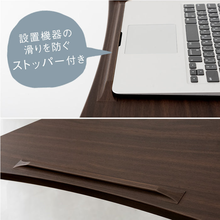 片手でワンタッチ 昇降デスク 角度高さ調整 コンパクト ガス圧式 伸縮 キャスター付き〔45400111〕