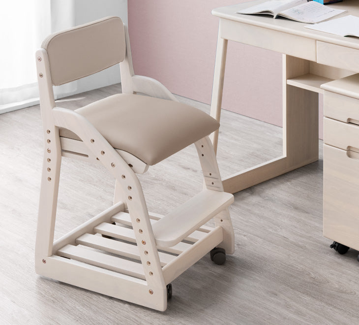 【新開発】現役ママが考えた 学習チェア  キャスター付き 座面スライド 木製 高さ調節〔49600838〕