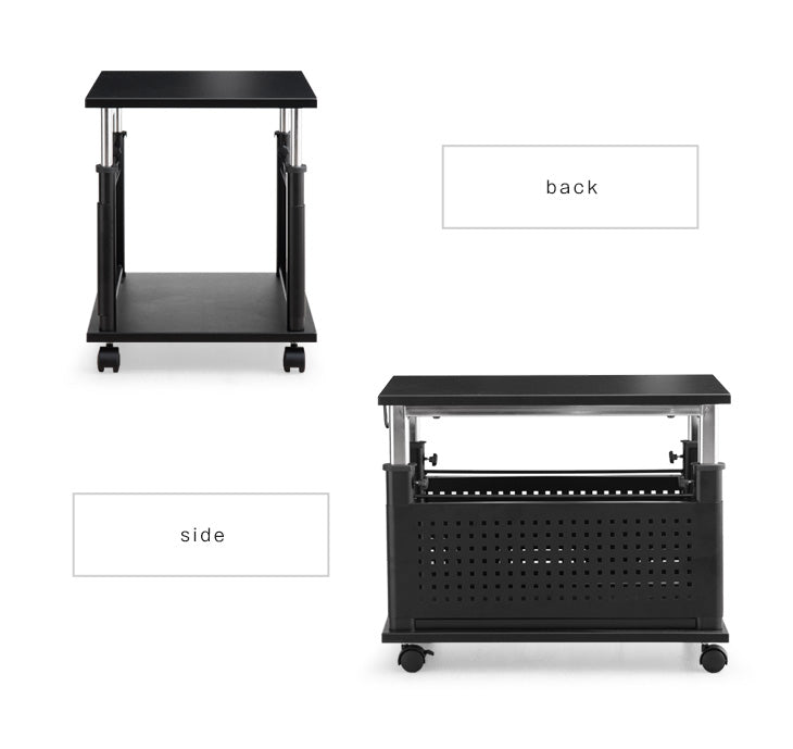 置くだけL字デスク化! 昇降式サイドワゴン ロータイプ 昇降式49.5~73cm PCラック 〔56800052〕