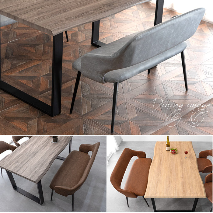 2人掛け 背もたれ付き ダイニングベンチ 幅107cm 単品 肘付き コンパクト〔83200009〕