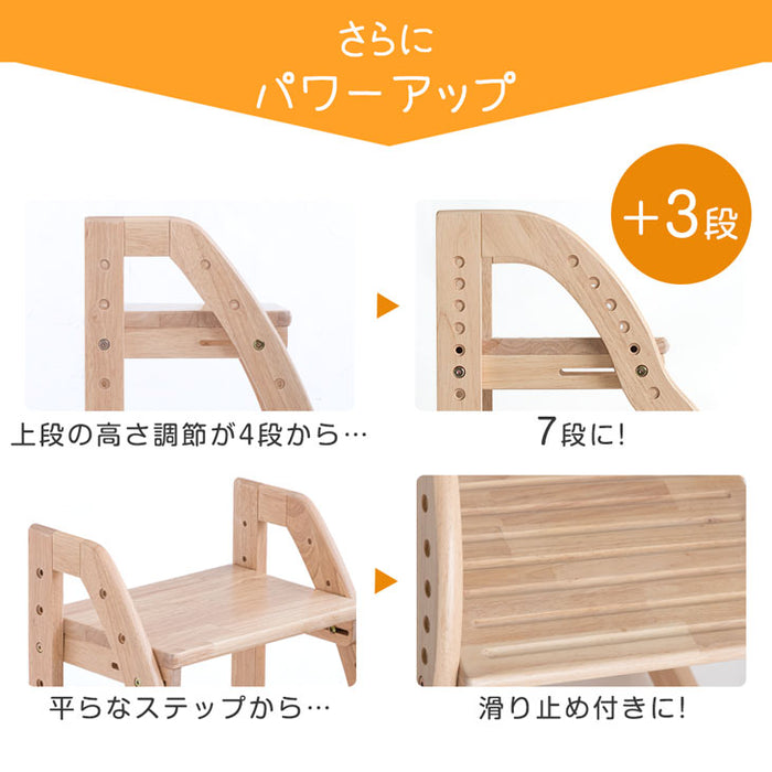 現役ママが考えた 踏み台 ステップ&スツール 2段 高さ調節 7段階 広め 天然木 安心の水性塗装 滑り止め〔49600837〕