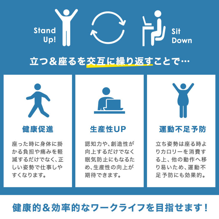 スタンディングデスク L字 3way 回転式 パソコンデスク 机 シンプル 北欧 オフィス〔56800003〕