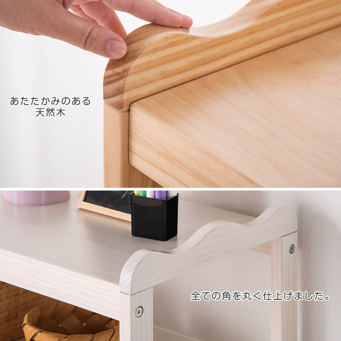 現役ママが考えた キッズラック おもちゃ収納 天然木 幅80 高さ調節 4段 ラック〔65200005〕