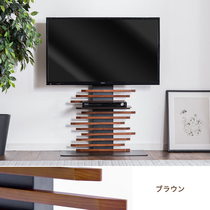 天然木 テレビスタンド ロータイプ 棚板付き 5段階高さ調節 震度7試験クリア 背面収納 壁寄せ〔56800008〕
