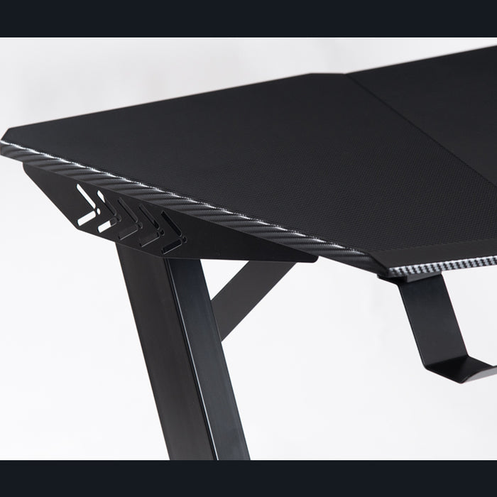 幅120cm ゲーミングデスク 背面収納&ドリンクホルダー付き  ヘッドホンフック  〔45400022〕