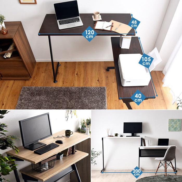 スタンディングデスク L字 3way 回転式 パソコンデスク 机 シンプル 北欧 オフィス〔56800003〕