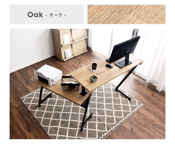 スタンディングデスク L字 3way 回転式 パソコンデスク 机 シンプル 北欧 オフィス〔56800003〕