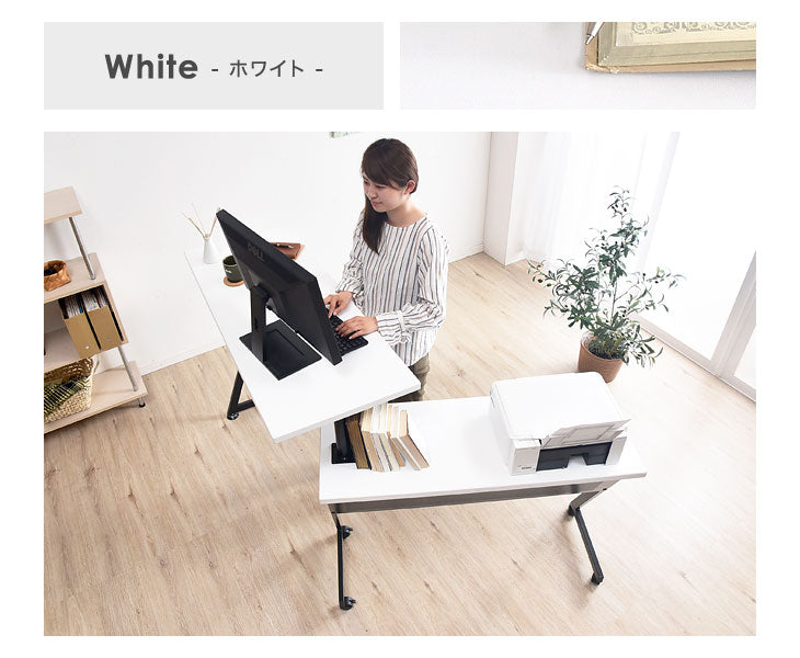 スタンディングデスク L字 3way 回転式 パソコンデスク 机 シンプル 北欧 オフィス〔56800003〕