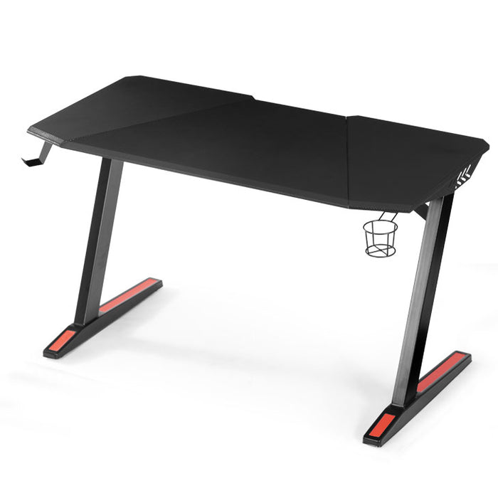 幅120cm ゲーミングデスク 背面収納&ドリンクホルダー付き  ヘッドホンフック  〔45400022〕