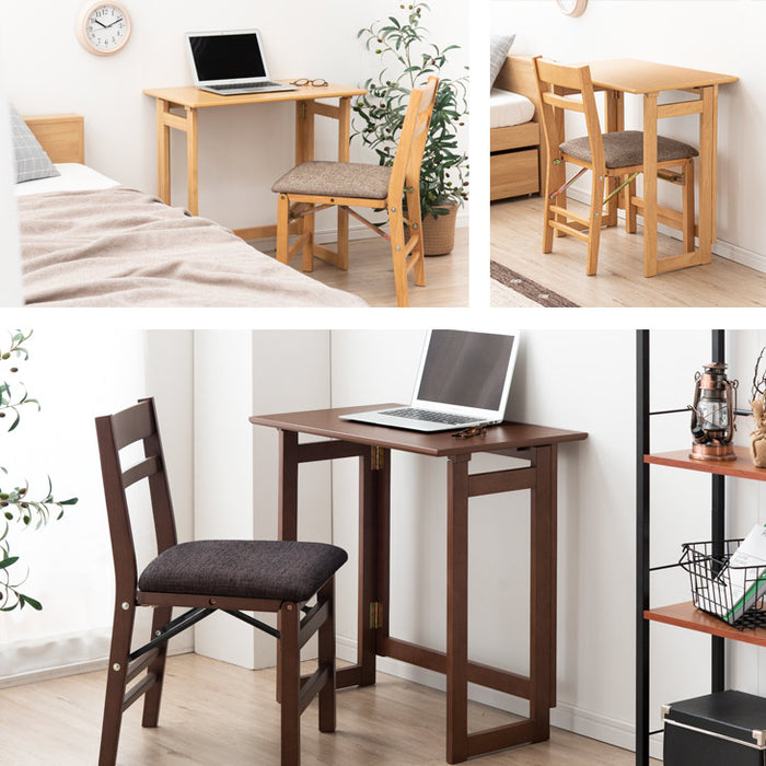 折り畳みデスク チェア セット 木製 完成品〔54900004〕