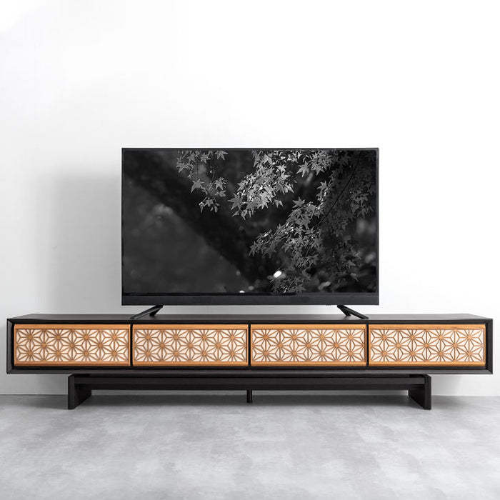 幅240cm 組子調デザイン テレビ台 国産 完成品  和風モダン【搬入設置込み】【超大型商品】〔39700012〕