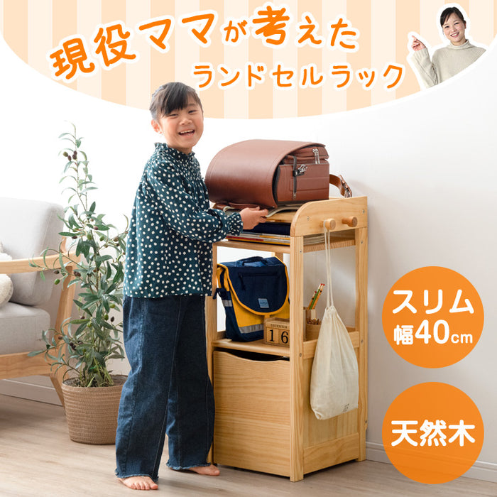 現役ママが考えた 木製 ランドセルラック 収納 キャスター付き〔74600004〕