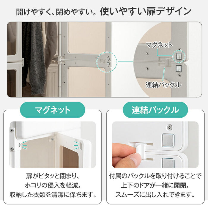 新発売記念プライス】[幅69cm] 折りたたみ ワードローブ ハイタイプ 扉