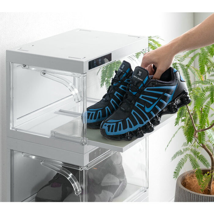【新発売記念プライス】［1個］LEDライト付き シューズボックス 自動開閉 完成品 靴箱 ショーケース シューズラック コレクションケース〔01700006〕
