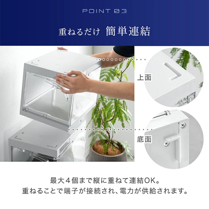 LEDライト付き コレクションシューズボックス 自動開閉 完成品 鏡付き LEDライト付き コレクションシューズボックス 自動開閉 完成品 鏡付き