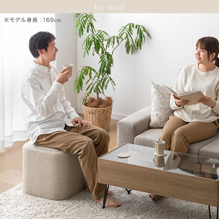 収納付き スツール ファブリック コンパクト クッション 腰掛け 椅子 チェア サイドテーブル 完成品〔03300002〕
