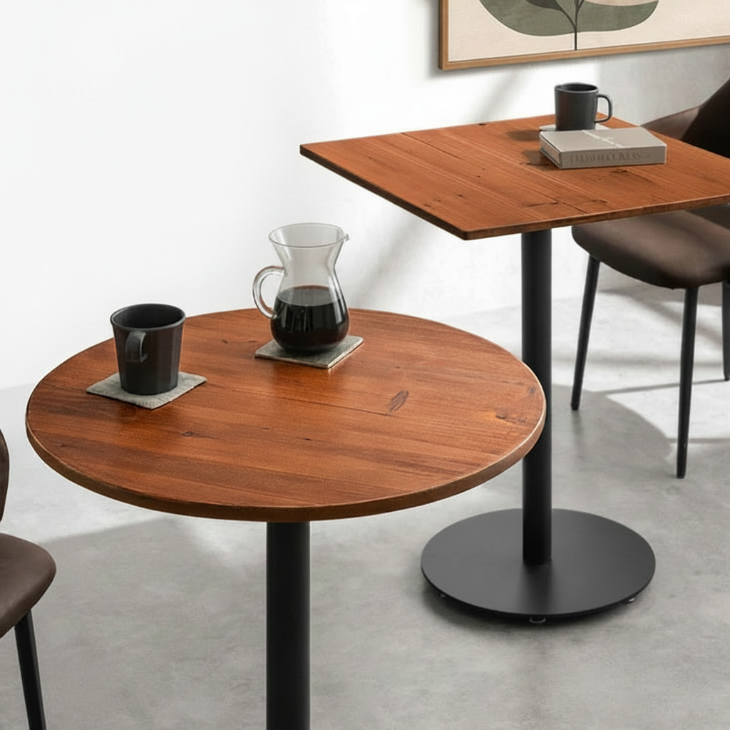 と*ん様 オークションで格安出品★四国工芸　森のサーカス　カフェテーブル 60cm］カフェテーブル 円形 正方形 天然木 1本脚 コンパクト 北欧