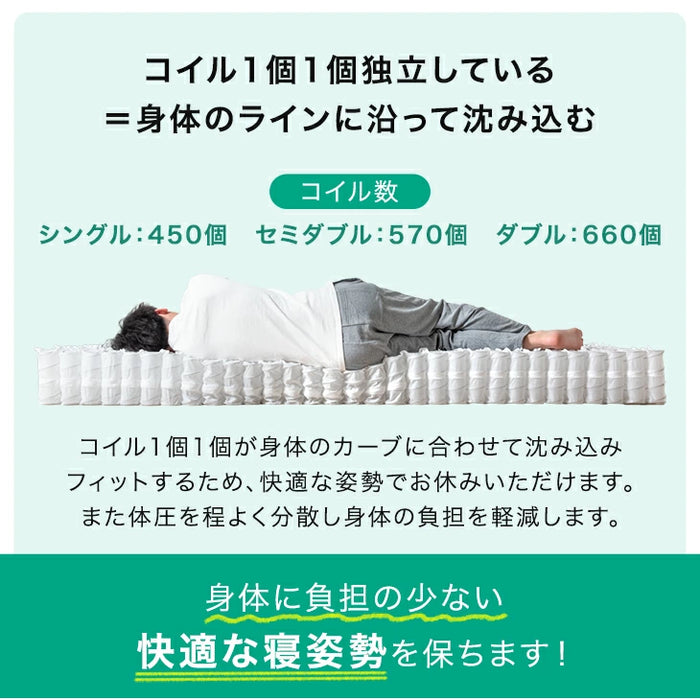 ［ダブル］RENEW ポケットコイルマットレス 三つ折り 極厚20cm 体圧分散 メッシュ 通気性 ウレタン トリプルエッジサポート 圧縮 折りたたみ〔05190005〕
