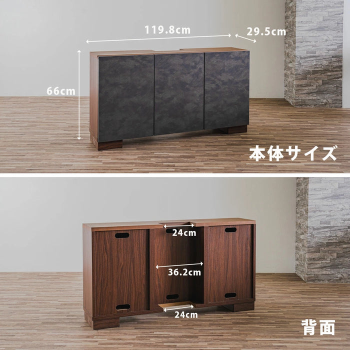 [幅120cm] サイドボード テレビスタンド専用 キャビネット ラック 収納 石目調 薄型【超大型商品】〔07100000〕