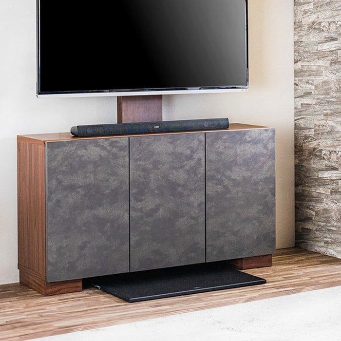 [幅120cm] サイドボード テレビスタンド専用 キャビネット ラック 収納 石目調 薄型【超大型商品】〔07100000〕
