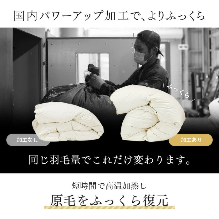【在庫処分】羽毛布団 柄任せ コインランドリーで洗える 日本製 立体キルト ダウン95% ブラックラベル マザーグースダウン〔19110126〕