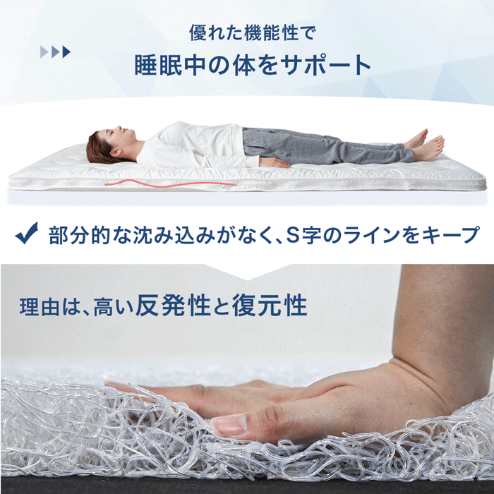 [シングル]中芯まで超防ダニ仕様 高反発マットレス 全部洗える メッシュ 通気性 リバーシブル〔10119026〕