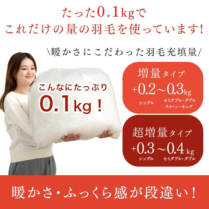 【BF限定プライス】[シングル] 女神の羽毛布団 増量1.2kg ポーランド産 マザーグース グースダウン 95％ 超長綿 60サテン 440dp以上 日本製〔10119045〕