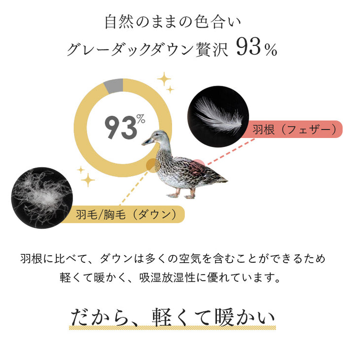 [ダブル]オールシーズン快適 2枚合わせ 羽毛布団 ダウン93％ コインランドリーで洗える 日本製 CILゴールドラベル〔10119057〕