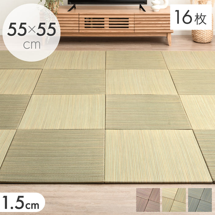 【アウトレット 撮影品】【16枚 厚み1.5cm 3畳用】敷くだけカンタン 置き畳 い草 抗菌 防臭 防音 滑り止め 床暖房対応 琉球畳 和室 賃貸［86211300a］