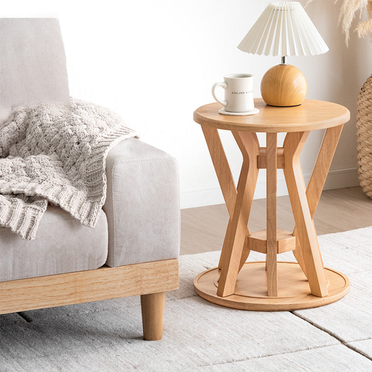 サイドテーブルになる スツール 2脚セット 天然木 スタッキング円形