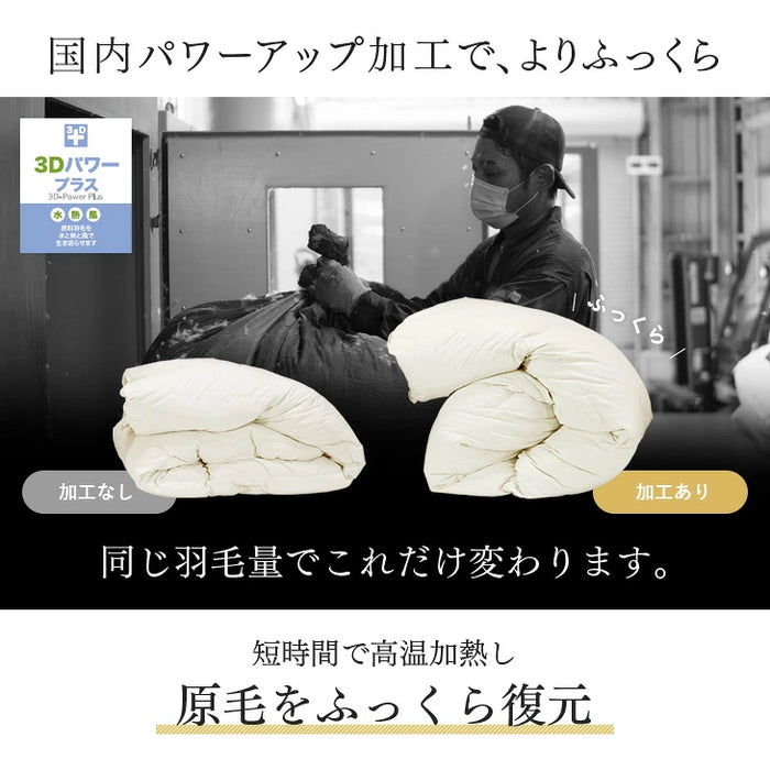 《2026スペシャル》 ［シングル］柄任せ 羽毛布団 グースダウン90％ ハンガリー産 30マス立体キルト コインランドリーで洗える 収納ケース付〔11100471〕