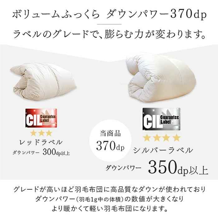 《2026スペシャル》 ［シングル］柄任せ 羽毛布団 グースダウン90％ ハンガリー産 30マス立体キルト コインランドリーで洗える 収納ケース付〔11100471〕