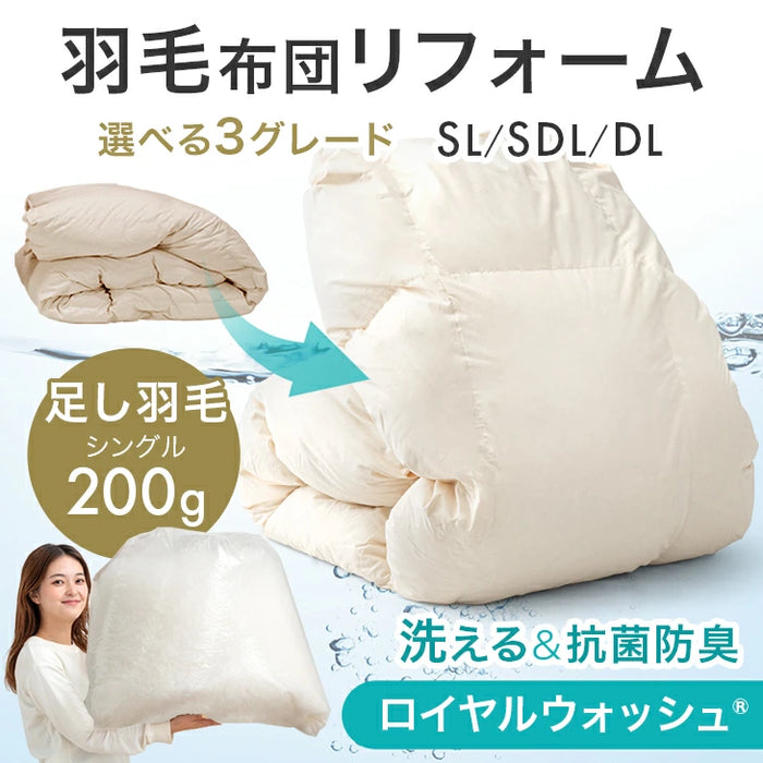 ［シングル］羽毛布団のリフォームサービス ライトタイプ〔11156728〕