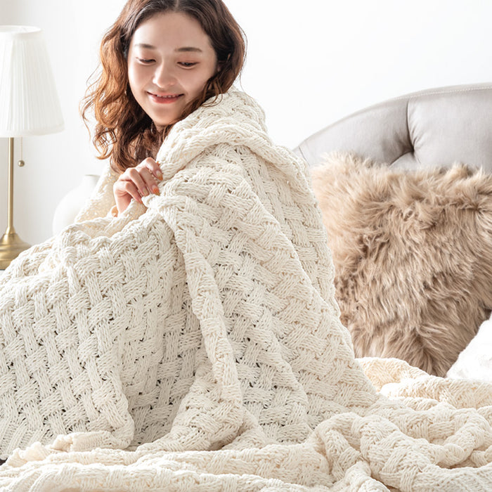 【新発売記念プライス】［シングル］moket light ブランケット 洗える ニット 手編み 毛布 冬用  〔91500002〕