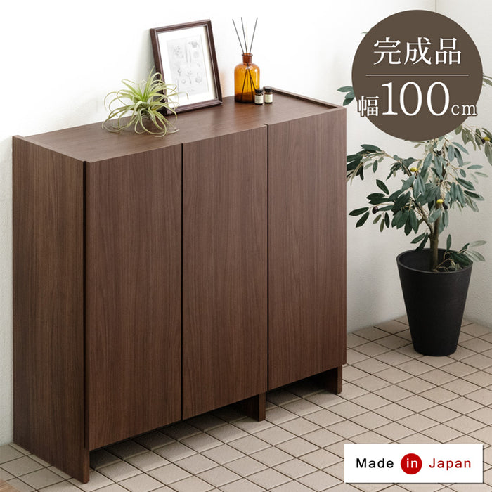 ［幅100cm］下駄箱 国産 完成品 シューズボックス 水洗い可能 靴箱 シューズラック 木製〔33010242〕