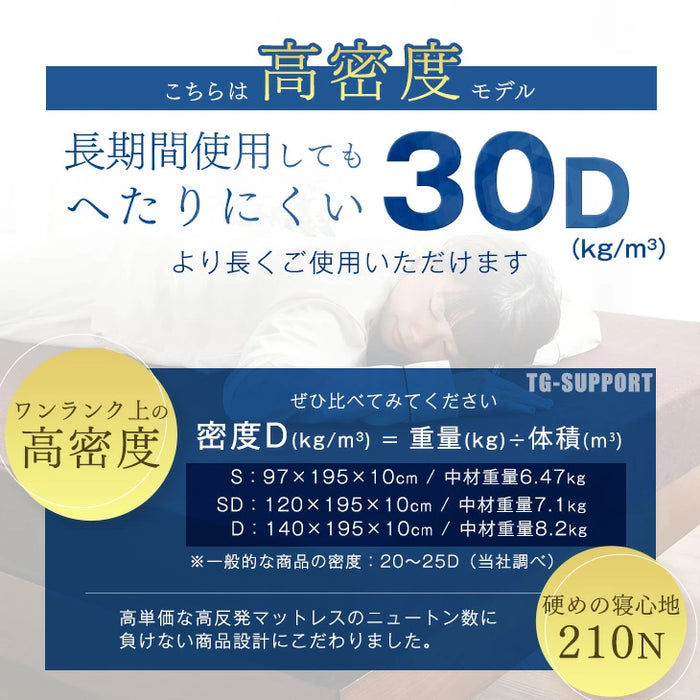 ［シングル］ 確かな品質「純」高反発マットレス 高密度30D 210N 厚み10cm〔13810016〕