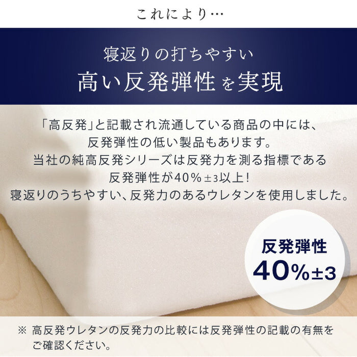 《シリーズ累計200万枚突破》［シングル］「純」高反発マットレス 3つ折りタイプ 厚み10cm 洗えるカバー 折りたたみ エコテックス 〔13810084〕