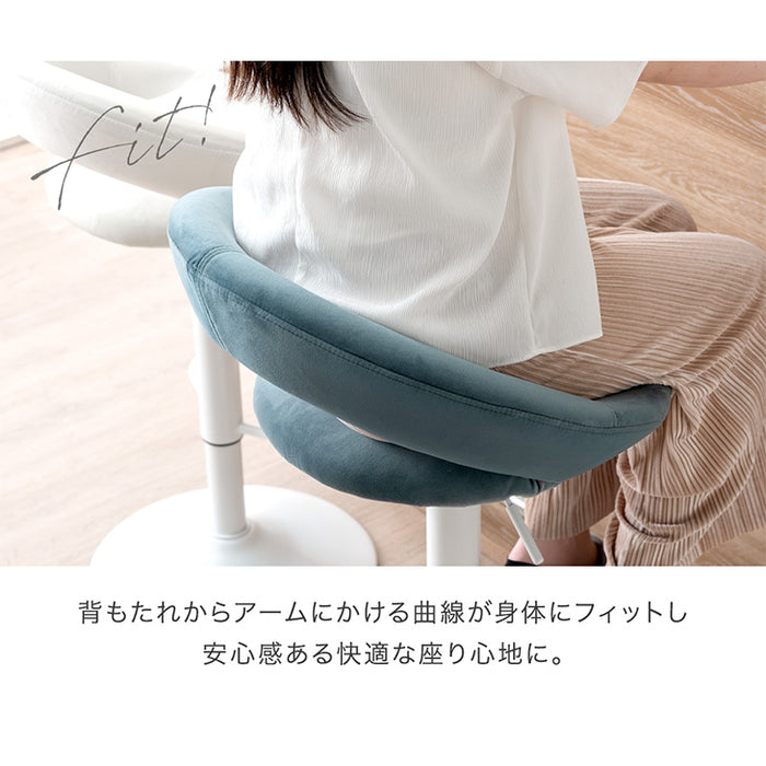 2脚セット カウンターチェア 背もたれ付き 疲れにくい 回転 昇降 フットレスト付き ベロア調〔14810086〕