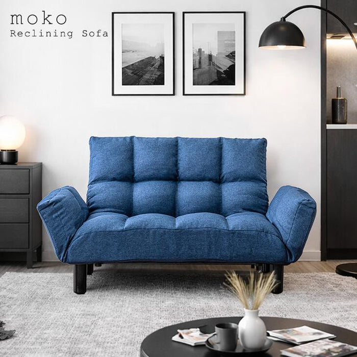 背面&肘掛リクライニング 2人掛け ソファ リクライニング ローソファ コンパクト ファブリック ソファベッド ハイバック おしゃれ〔15210055〕